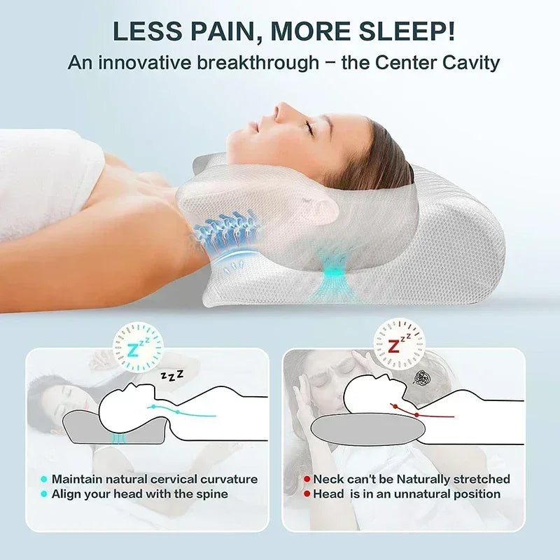 Luxueus 2-in-1 Ergonomisch Geheugenfoam Cervicaal Kussen - Snelle Terugstuiter Design voor Ultieme Nekpijnverlichting en Comfortabele Slaap