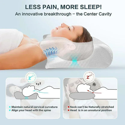 Luxueus 2-in-1 Ergonomisch Geheugenfoam Cervicaal Kussen - Snelle Terugstuiter Design voor Ultieme Nekpijnverlichting en Comfortabele Slaap