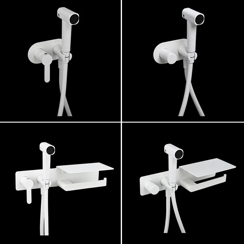 Luxueuze Messing Handdouche Bidet Sprayer met Warm en Koud Water Mengkraan - Stijlvolle Zwart Gouden Afwerking voor Ultieme Hygiëne en Comfort