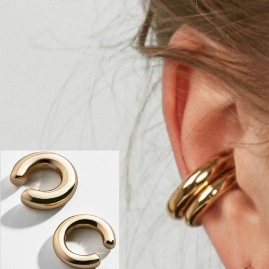 Stijlvolle Minimalistische Gouden Ronde Oorbellen voor Vrouwen – Geen Piercing Vereist C-Vormige Geometrische Oorclip & Botclip Punk Sieraad