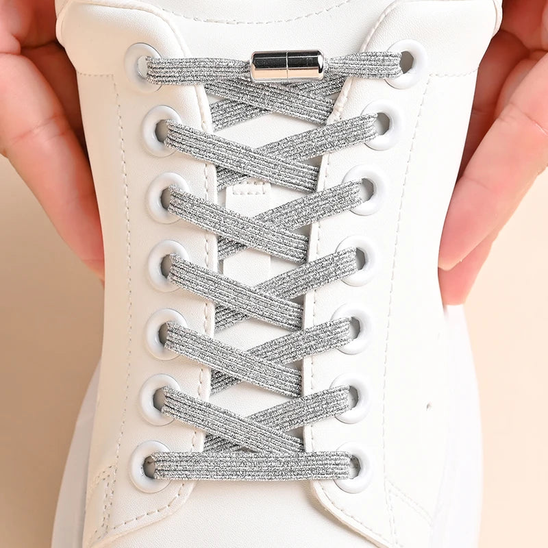 Kleurige Elastische Schoenveters zonder Knoop met Stijlvolle Gespen - Perfect voor Kinderen en Volwassenen!