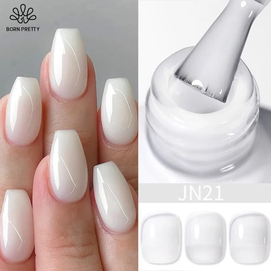 BORN PRETTY Melkachtige Witte Jelly Gel Nagellak - 10ml Semi-Permanente Translucente Witte Weekvorm, Perfect voor UV-Licht Uitharden!