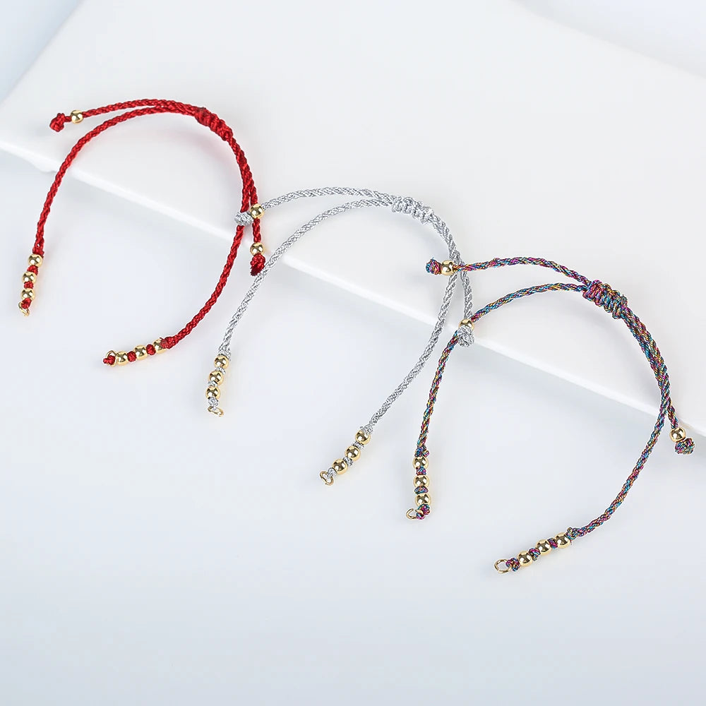 DIY Armband Rohling handgewebt verstellbar mit Goldperlen Schmuckzubehör Bastelbedarf