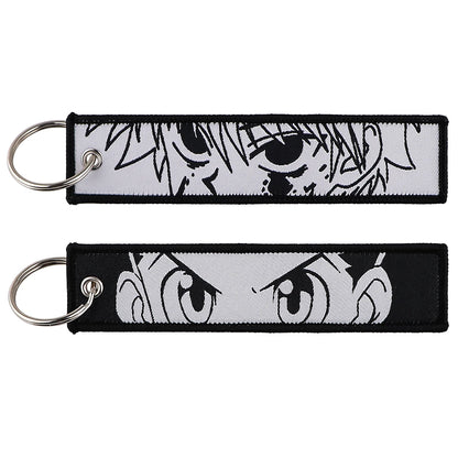Stijlvolle Japanse Anime Geborduurde Sleutelhangers – Perfecte Sleuteltags voor Motorfietsen, Auto's en Rugzakken – Trendy Sleutelhanger Cadeaus voor Vrienden!