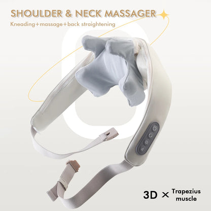 Luxe Foreverlily Draadloze Nek- en Rugmassageapparaat - Ultieme Kneedschuil voor Nek, Schouders en Cervicale Ontspanning