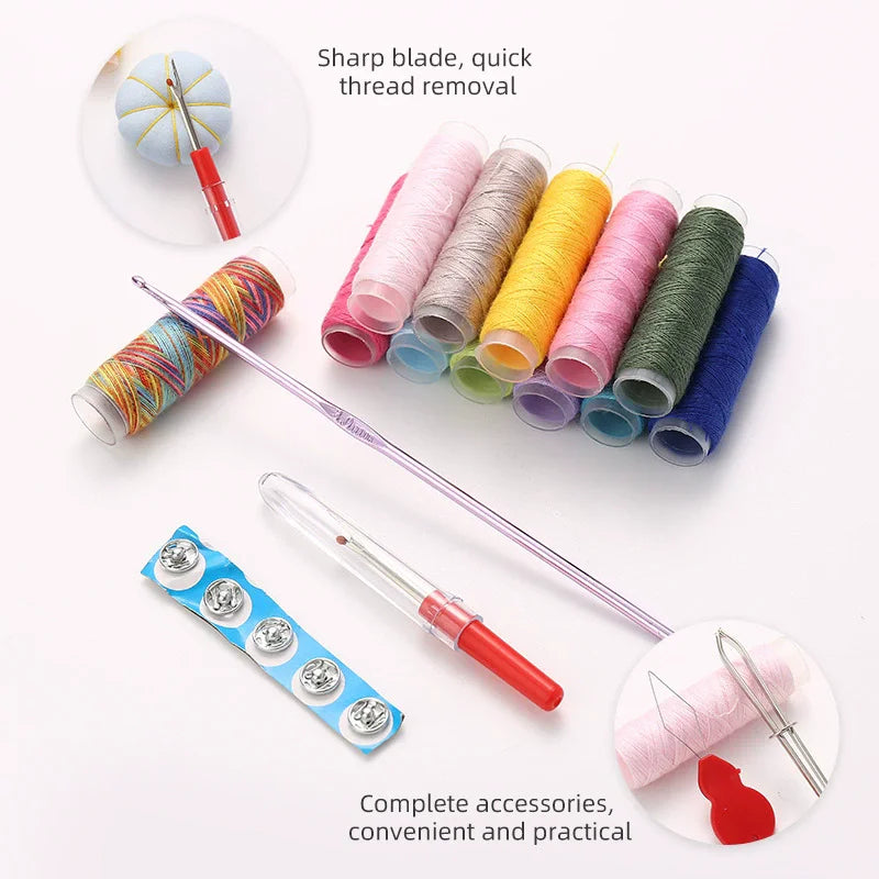 Kit de couture complet avec fils aiguilles ciseaux accessoires couture DIY maison voyage