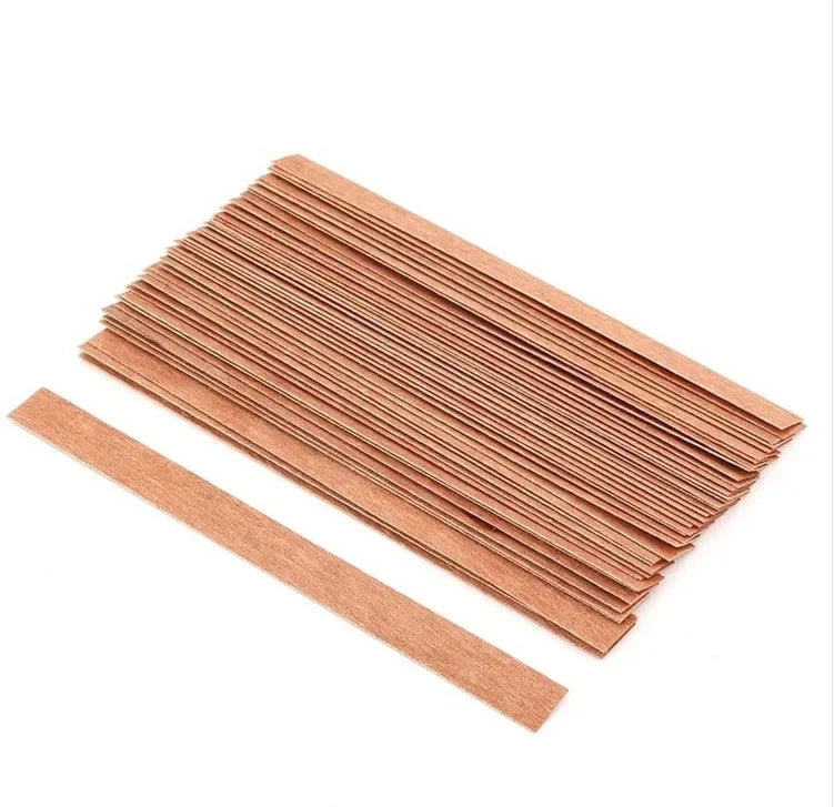 Wooden Candle Wicks with Metal Base Holders Flat Wood Wick Cores for DIY Soy Wax Candle Making