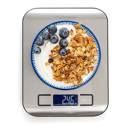 RVS Digitale Keukenweegschaal - Precisie Gewicht voor Voedsel & Snacks tot 10kg/5kg met LCD Display - Essentieel Bakgereedschap