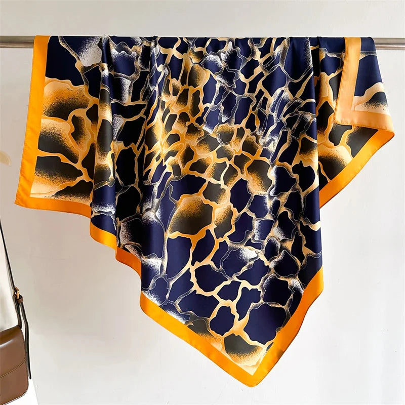 Elegante 90x90cm Twill Zijde-gevoel Vierkante Sjaal voor Dames - Luxe Haar Boomprint Hoofddoek, Sjaal en Nek Sjaal, Perfect voor Hijab of Bandana-stijl!