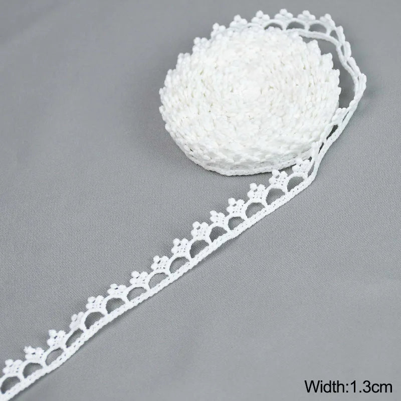 White Lace Trim Milk Silk Water Soluble Embroidery Ribbon Sewing Trim for Clothing DIY Crafts 1–4cm 5 Yards