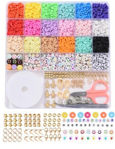 Perlen Set für Schmuckherstellung DIY Polymer Clay Perlen Bastelset für Armbänder Halsketten Ohrringe
