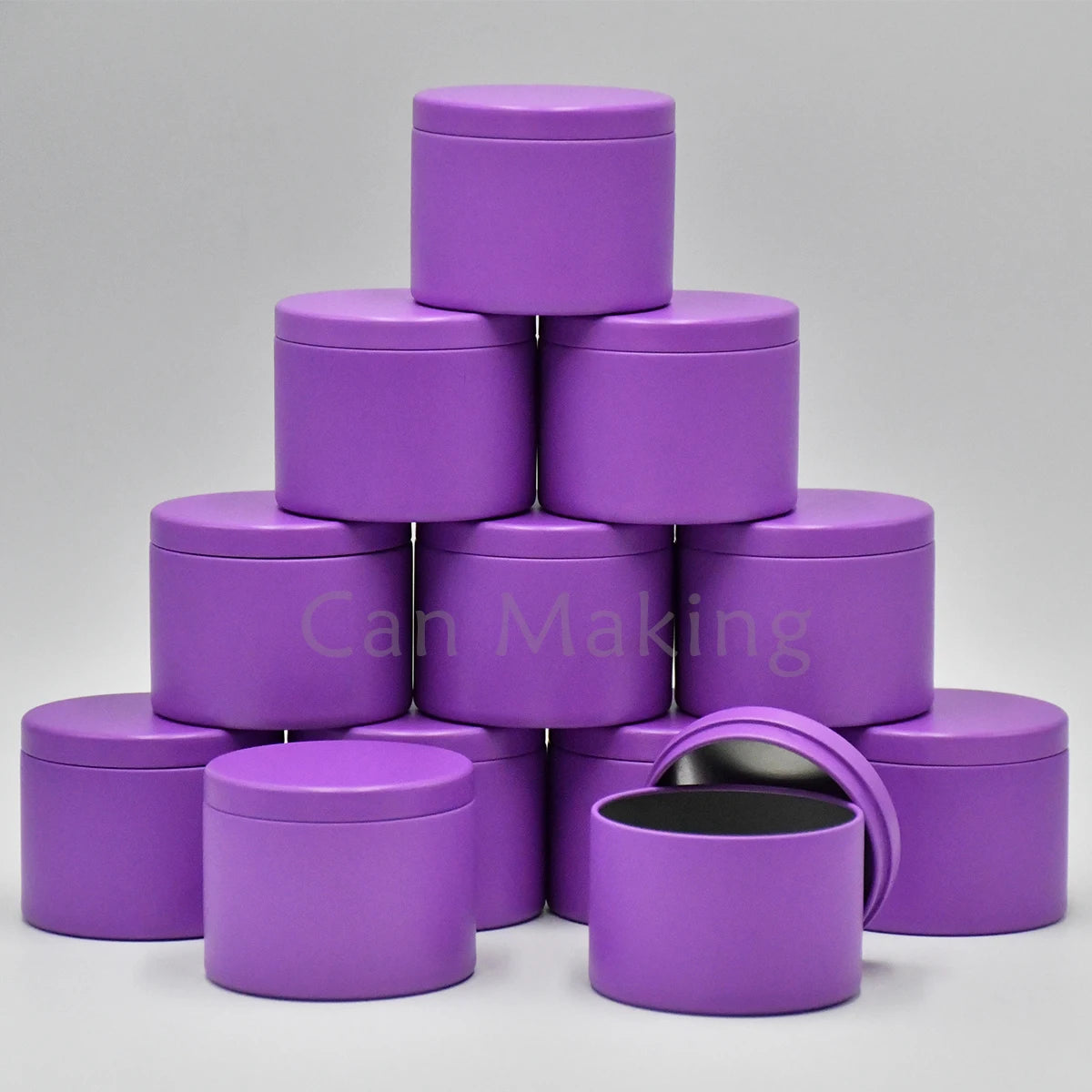 4oz Candle Tins with Wooden Lids | Empty Metal Candle Jars for Candle Making | Black White Green Purple Containers
