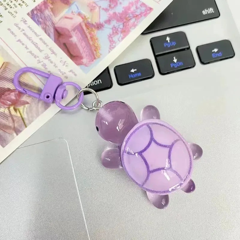 Schattige Glow-in-the-Dark Schildpad Sleutelhanger - Kleurvolle Schildpad Hanger voor Vrouwen en Meisjes, Perfect voor Rugzakken en DIY Accessoires! Ideaal Cadeau voor Studenten!