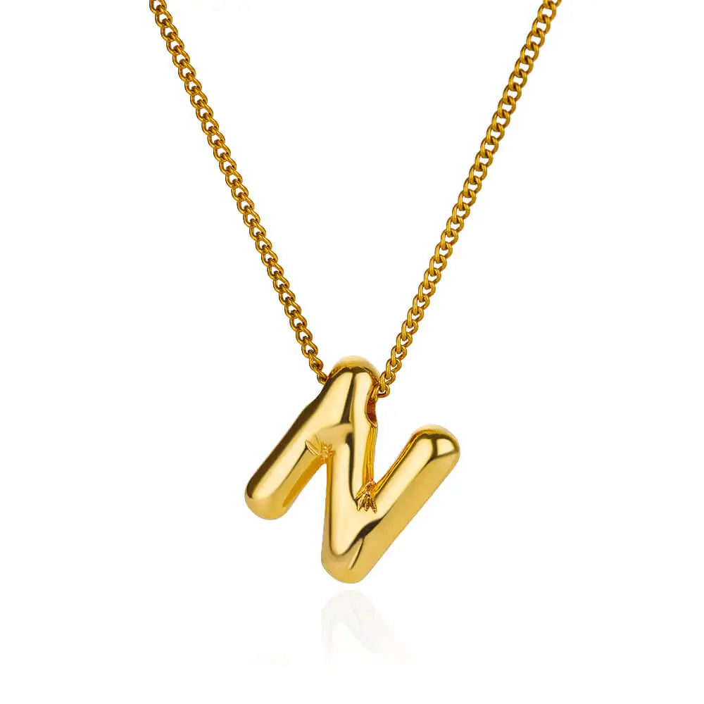 Stijlvolle Chunky Initial Hangertjes Kettingen voor Vrouwen - Gouden RVS A tot Z Bedels, Waterdichte Sieraden Perfect als Verjaardagscadeaus!