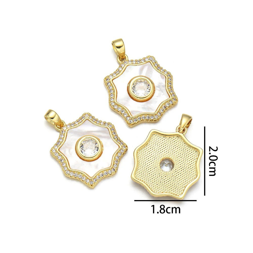 Gold Plated Shell Pendant Zircon Charm DIY Jewelry Making