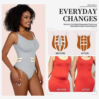 Luxe Verzachtende Bodysuit Shapewear voor Vrouwen – Volledige Lichaamsvormer met Stringontwerp, Zachte Sculptuur voor een Slanker Silhouet en Verbeterd Comfort