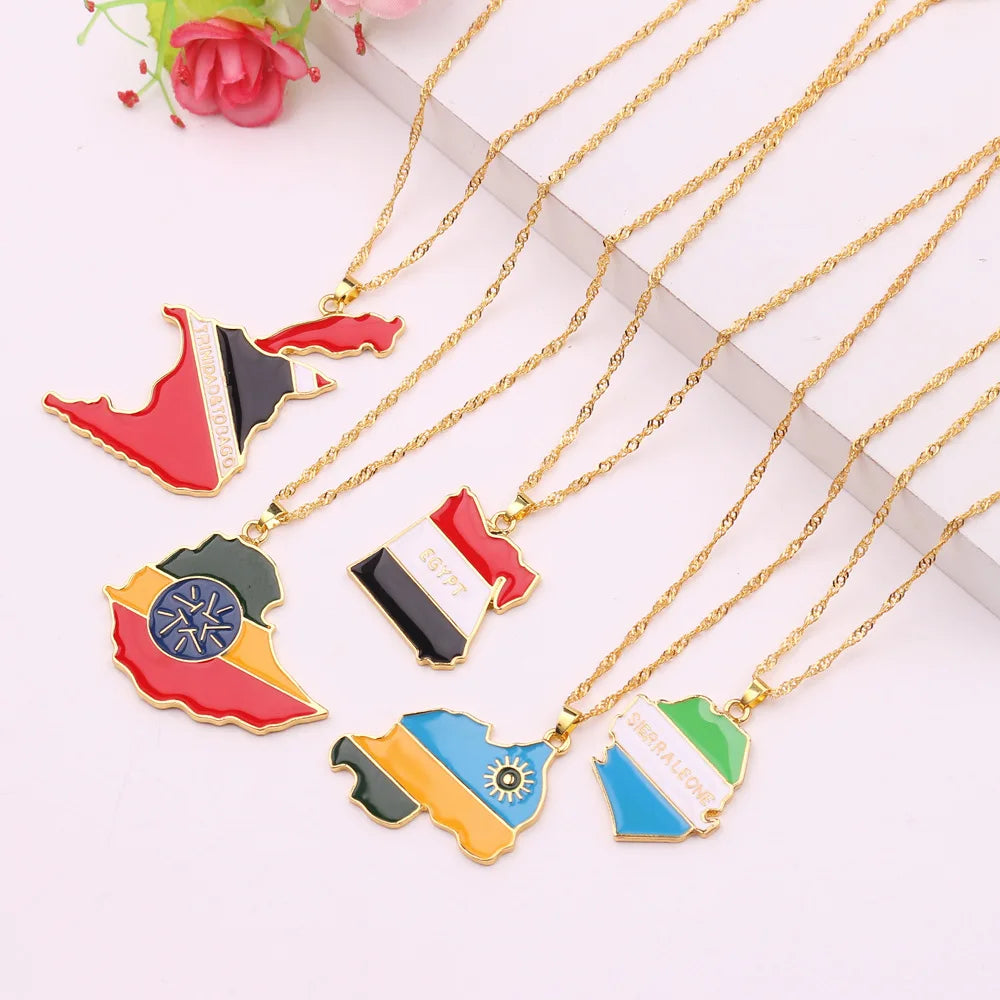 Stijlvolle SOMESOOR Afrikaanse nationale vlag ketting - Vier Nigeria, Ghana en Jamaica met hip-hop emaille hanger kettingjuwelen - Perfect cadeau voor vrouwen