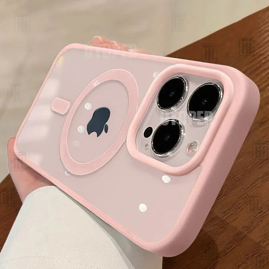 Vibrant Roze Transparante Acrylen Case voor iPhone 16, 15, 14, 13, 12, 11 Pro Max & 16 Plus - Duurzame Schokbestendige Magnetische MagSafe Bescherming