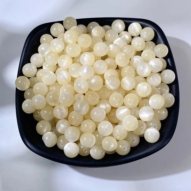 Katzenauge Perlen 8 mm 32 Stück rund Resin Perlen für DIY Schmuckherstellung Bastelbedarf