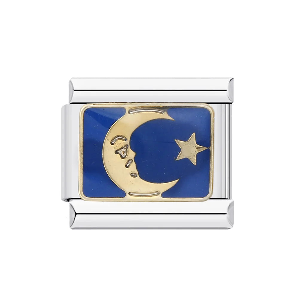 Italian Charm Evil Eye Link 9mm Stainless Steel Devil Eye Y2K Bracelet Jewelry Making Supply