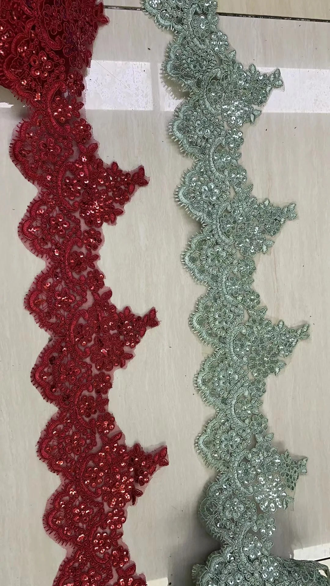 Sequin Lace Trim 13cm Floral Embroidered Mesh Lace Applique for Wedding Dress Sewing Craft Decoration 1 Yard