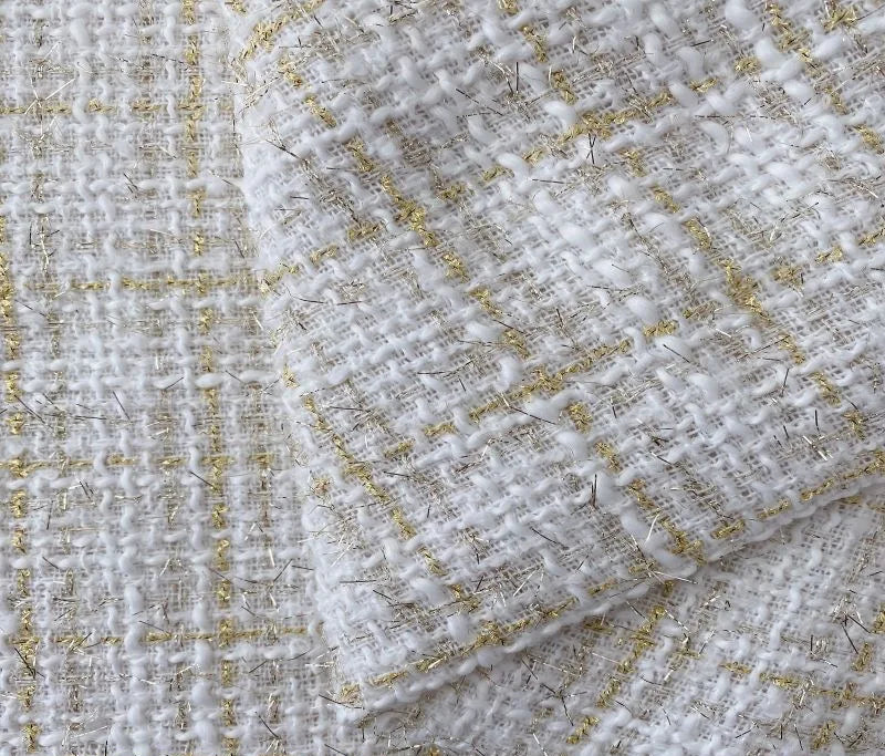 Wool Tweed Fabric Plaid Woven Tweed for Coat Dress Sewing Autumn Winter DIY Clothing Fabric