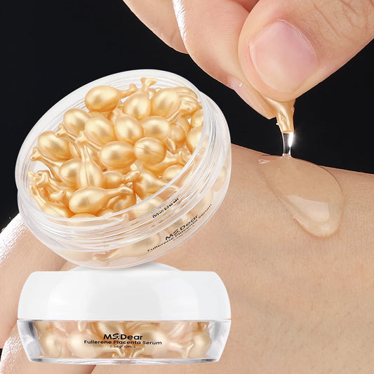 Revitaliserende Fullerene Placenta Schapen Capsule Essentie - Collageen Gezichtsserum voor Luxe Hydratatie, Verheldering en Antioxidant Huidverjonging