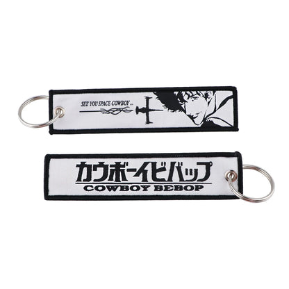Stijlvolle Japanse Anime Geborduurde Sleutelhangers – Perfecte Sleuteltags voor Motorfietsen, Auto's en Rugzakken – Trendy Sleutelhanger Cadeaus voor Vrienden!