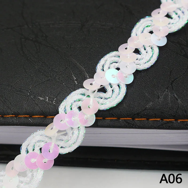 Sequin Ribbon Lace Trim 5m Sparkly Sequin Fabric Trim for Sewing Headdress Wedding Decor DIY Crafts