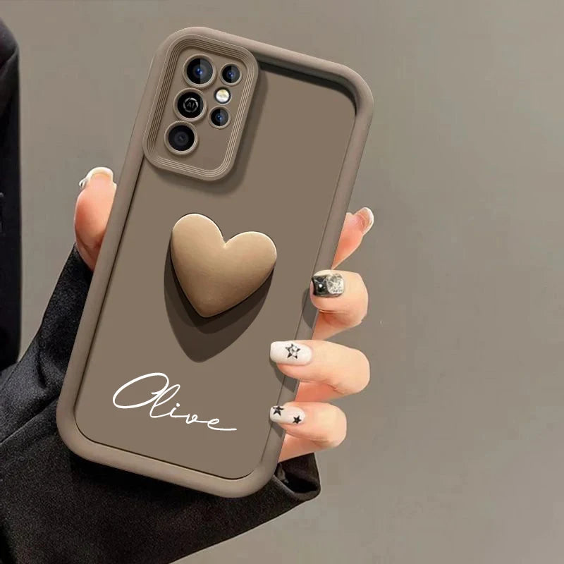 Luxe 3D Hart Case met Gepersonaliseerde Naam voor Samsung Galaxy S25, S24, S23, S22, S21, S20 Ultra Plus – Een Unieke Hoes voor Jouw S23 en S21 FE