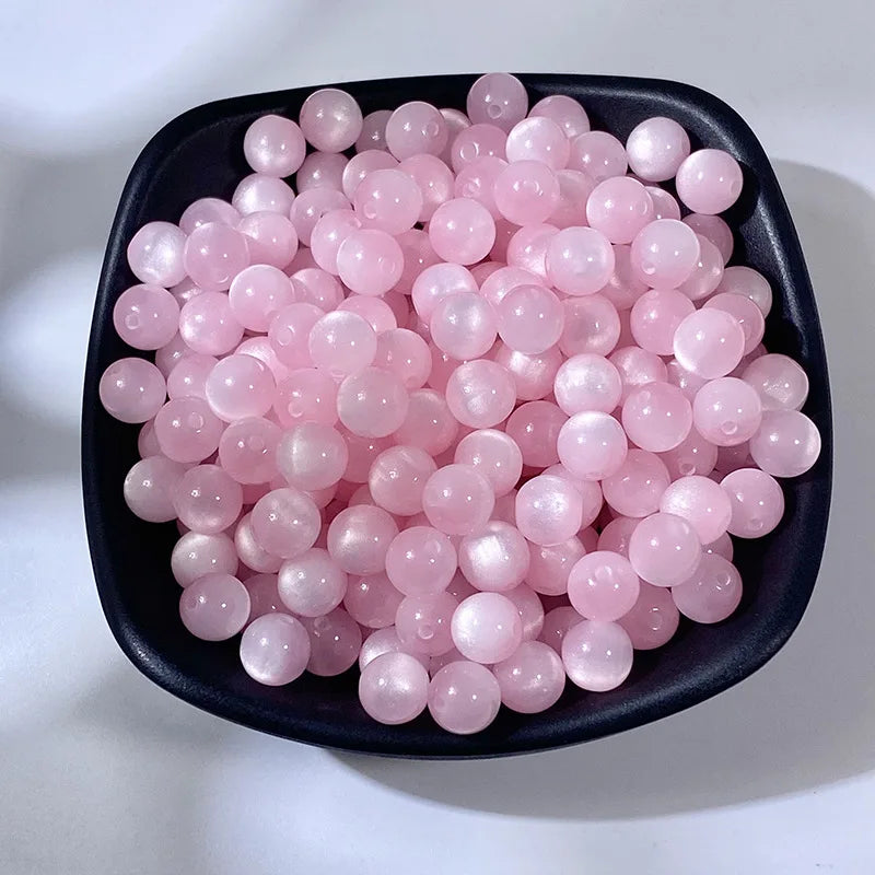 Katzenauge Perlen 8 mm 32 Stück rund Resin Perlen für DIY Schmuckherstellung Bastelbedarf