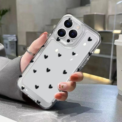 Stijlvolle Hart Graphic Zachte Siliconen Telefoonhoes voor iPhone 14, 13, 15, 16 Pro Max, 16E, 12, 11, X, XR, XS, 7, 8, 16 Plus, SE 2022 - Transparante Bescherming!