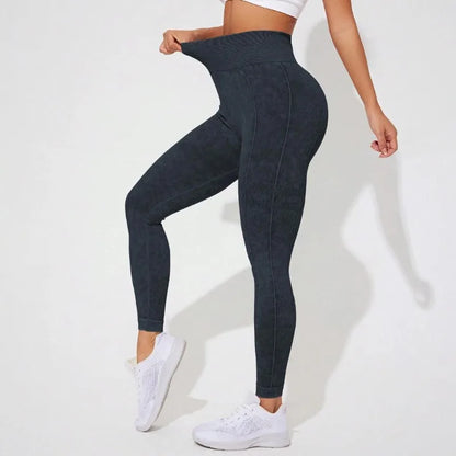 Glimmende Frosted Hoge Taille Yoga Leggings voor Vrouwen - Naadloze Tights met Heup-Liftende Ondersteuning voor de Sportschool, Hardlopen en Actieve Sporten