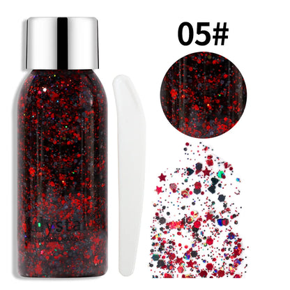 Sprankelende Lichaamsglittergel met Langdurige Pailletten voor Gezicht, Ogen en Haar - Perfect voor Feesten en Zeemeermin-geïnspireerde Looks, met Eenvoudige Verwijdering voor al je Podiummake-upbehoeften!