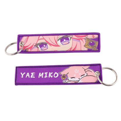 Stijlvolle Japanse Anime Geborduurde Sleutelhangers – Perfecte Sleuteltags voor Motorfietsen, Auto's en Rugzakken – Trendy Sleutelhanger Cadeaus voor Vrienden!