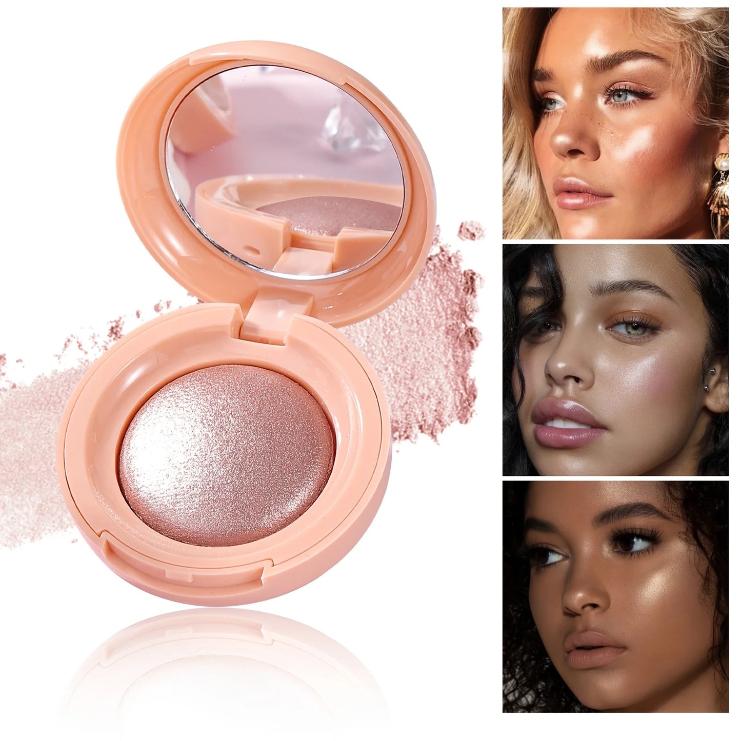 Stralende Glow Highlighter Palette, Luminous Pearl Shimmer Finish, Zijdeachtige Gebakken Poeder voor een Natuurlijke Glans