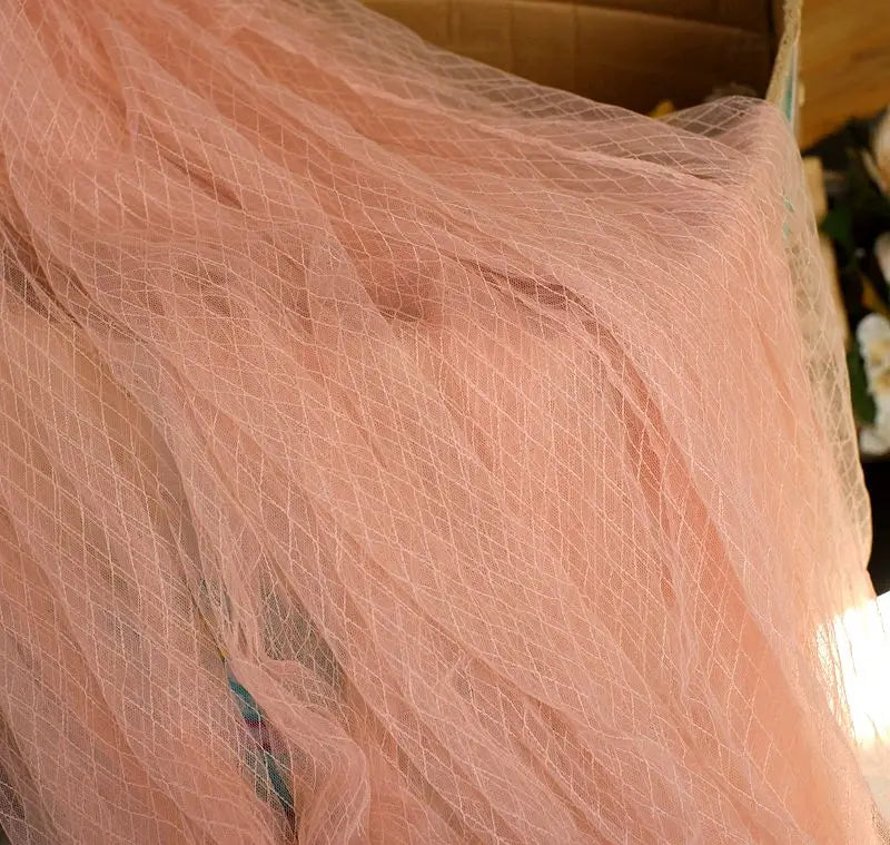 Thin Tulle Veil Fabric 150cm Wide Grid Mesh Lace with Gold Silver Thread for Sewing DIY Dress Decoration