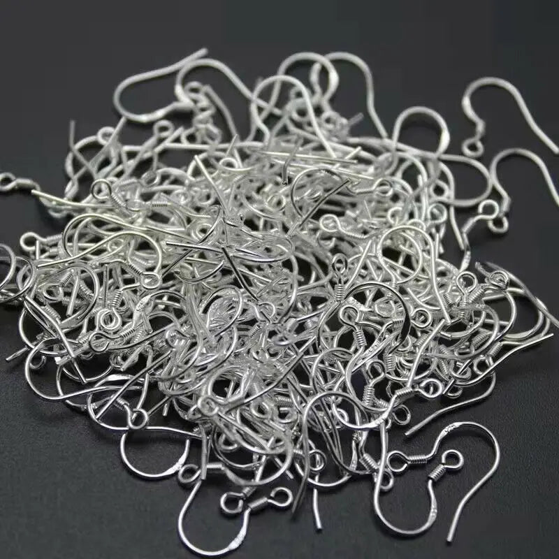 925 Sterling Silber Ohrhaken 100 Stück Ohrring Haken für DIY Schmuckherstellung Bastelbedarf