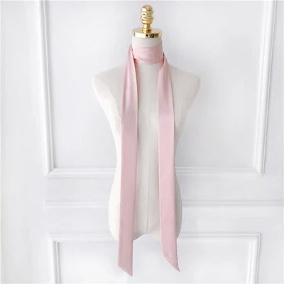 Chic 190x5cm Dames Smalle Sjaal - Elegante Effen Kleur Chiffon Zijde in Levendig Rood met Veelzijdige Stylingmogelijkheden: Knoop, Taslint, Haarband of Choker!