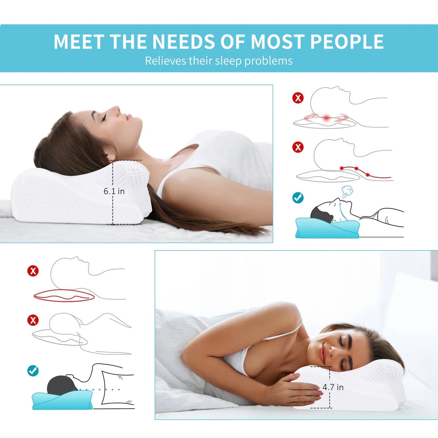 Premium Ergonomisch Contour Geheugenschuim Kussen - Orthopedische Nekondersteuning voor Ultieme Pijnverlichting