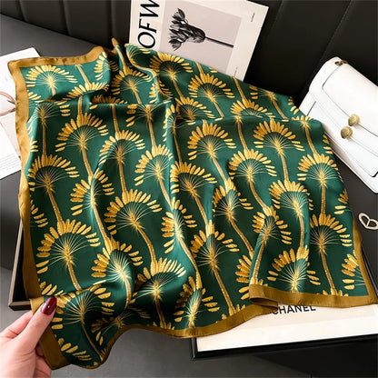 2024 Elegante Zijden Kattenprint Sjaal - Stijlvolle Hoofddoek & Sjaaltje voor Vrouwen - Luxueuze Satijnen Vierkante Sjaal & Multifuntionele Hijab Bandana