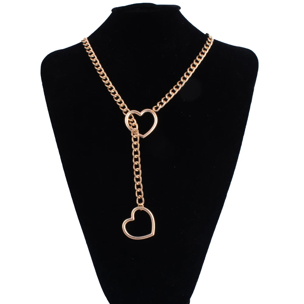 Stoere Hart Slip Chain Necklace voor Vrouwen – Lange Punk Rock Choker, Verstelbare Goth Sieraden & Perfect Cadeau!