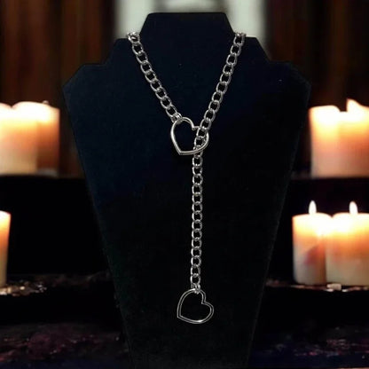 Stoere Hart Slip Chain Necklace voor Vrouwen – Lange Punk Rock Choker, Verstelbare Goth Sieraden & Perfect Cadeau!