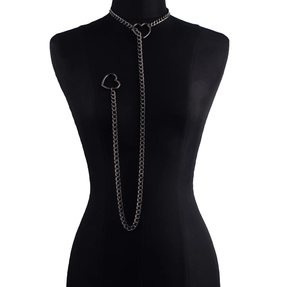 Stoere Hart Slip Chain Necklace voor Vrouwen – Lange Punk Rock Choker, Verstelbare Goth Sieraden & Perfect Cadeau!