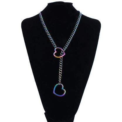 Stoere Hart Slip Chain Necklace voor Vrouwen – Lange Punk Rock Choker, Verstelbare Goth Sieraden & Perfect Cadeau!