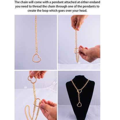 Stoere Hart Slip Chain Necklace voor Vrouwen – Lange Punk Rock Choker, Verstelbare Goth Sieraden & Perfect Cadeau!