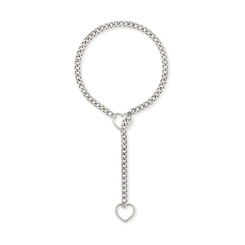 Stoere Hart Slip Chain Necklace voor Vrouwen – Lange Punk Rock Choker, Verstelbare Goth Sieraden & Perfect Cadeau!