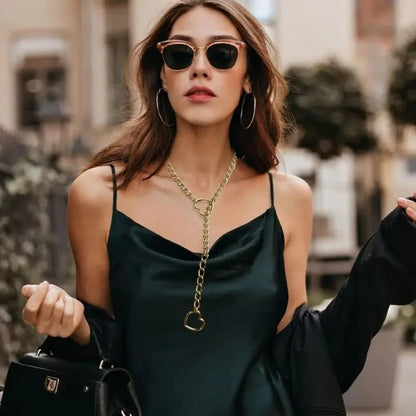 Stoere Hart Slip Chain Necklace voor Vrouwen – Lange Punk Rock Choker, Verstelbare Goth Sieraden & Perfect Cadeau!