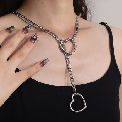 Stoere Hart Slip Chain Necklace voor Vrouwen – Lange Punk Rock Choker, Verstelbare Goth Sieraden & Perfect Cadeau!