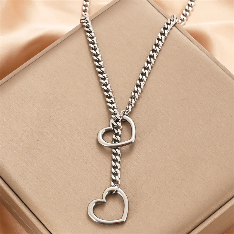 Stoere Hart Slip Chain Necklace voor Vrouwen – Lange Punk Rock Choker, Verstelbare Goth Sieraden & Perfect Cadeau!